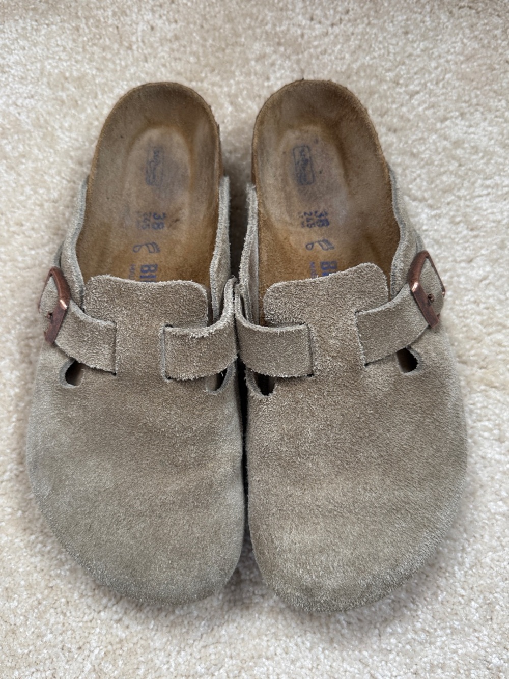 Birkenstock Boston Suede Taupe Clog size 38
